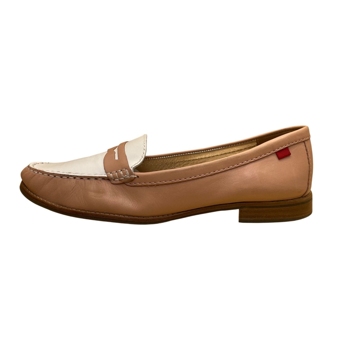 Marc Joseph Women’s Pink & White Leather East Village 2 Penny Loafers Size 10
