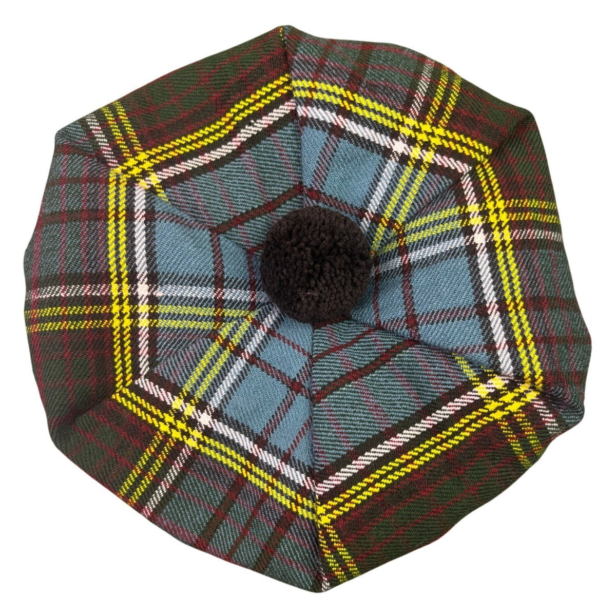 Tartan Plaid Wool Blend Traditional Tam Hat With Pom & Vibrant Pattern