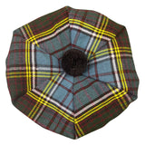 Tartan Plaid Wool Blend Traditional Tam Hat With Pom & Vibrant Pattern