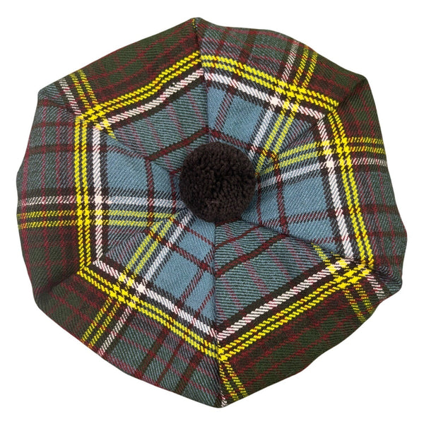 Tartan Plaid Wool Blend Traditional Tam Hat With Pom & Vibrant Pattern