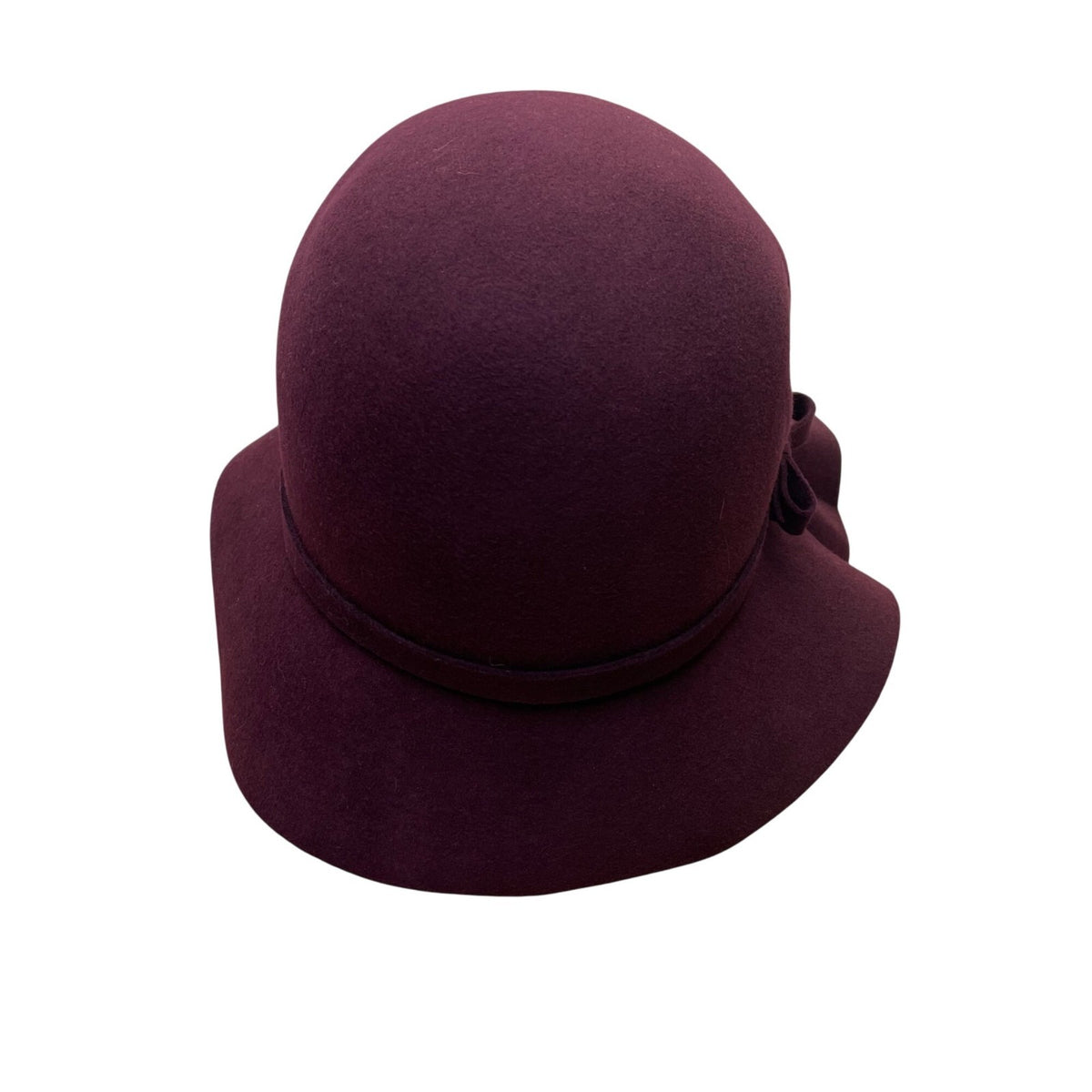 Charter Club Womens Burgundy Wool Cloche Hat With Bow Accent Made In Italy