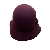 Charter Club Womens Burgundy Wool Cloche Hat With Bow Accent Made In Italy