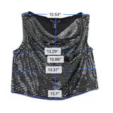Sincerely Jules Womens Silver Lurex Sequined Crop Top & Skirt Set Size S