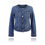 White House Black Market Womens Blue Denim Jacket Button Front Size 0 