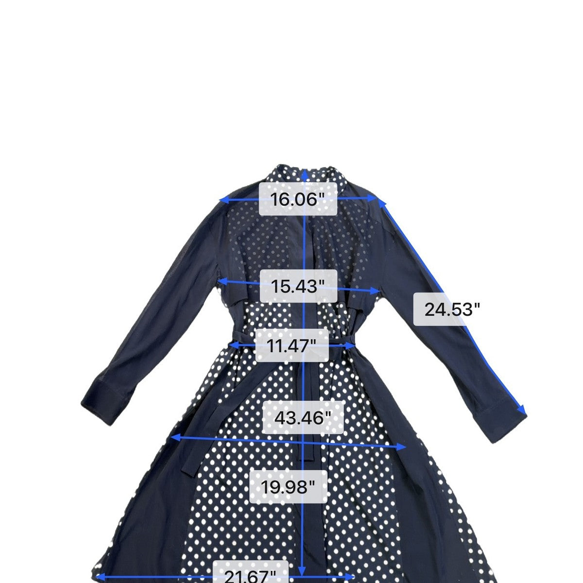 DKNY Womens Navy Polka Dot Silk-Blend Shirt Dress With Belt Size M