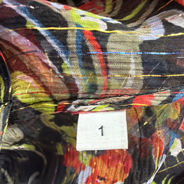 Sandro Womens Black Floral Print Sheer Blouse With Ruffled Details Size 1
