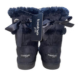 Bebe Girls Black Faux Suede Rhinestone Bow Winter Boots Size 13