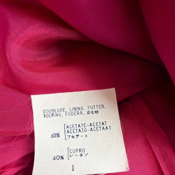 Vintage Guy Laroche Womens Magenta Wool Cropped Double-Breasted Blazer Size 40