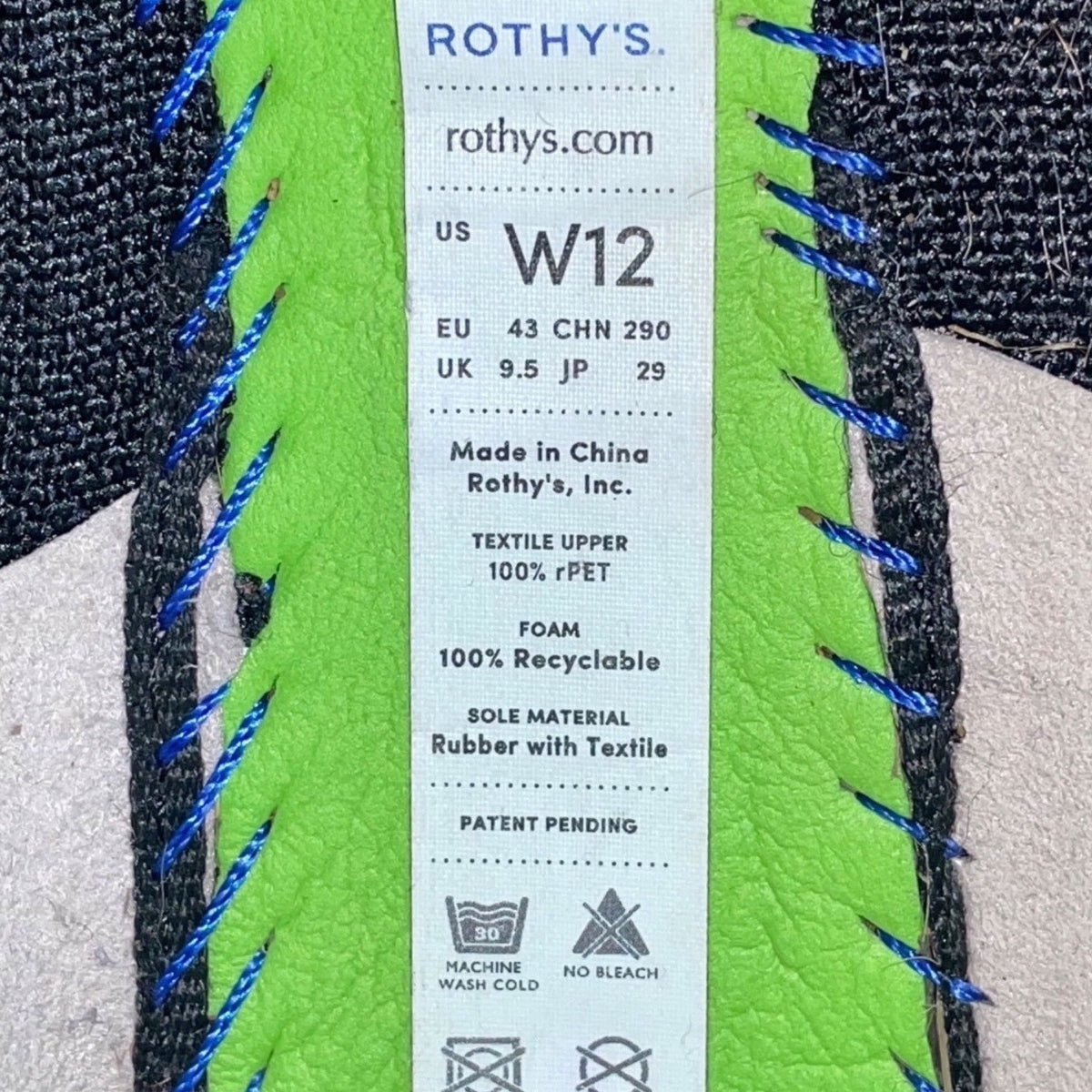 Rothys Women’s White & Black Recycled Knit Cap-Toe Ballet Flats Size W12