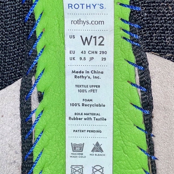 Rothys Women’s White & Black Recycled Knit Cap-Toe Ballet Flats Size W12