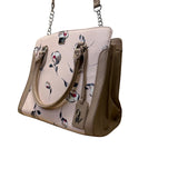 Nine West Women's Beige Faux Leather Floral Print Dual Handles Crossbody Bag