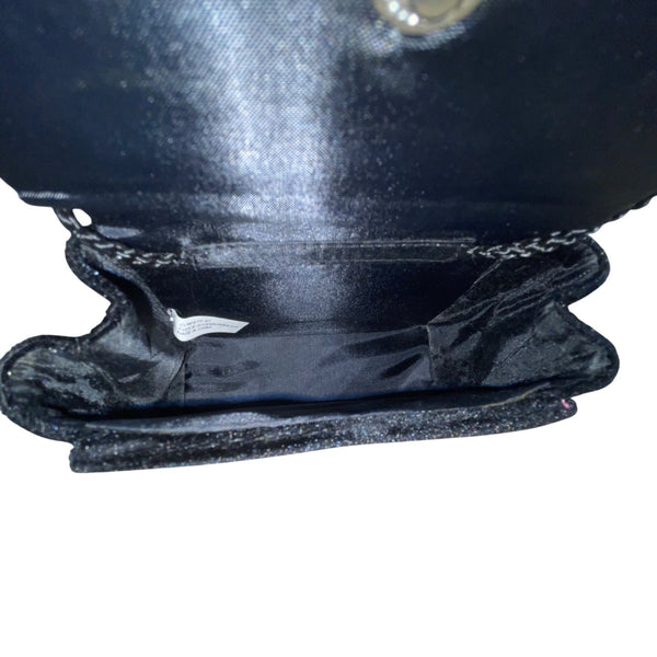 Confetti Women’s Black Velvet & Sequin Holiday House Handbag With Handle & Strap
