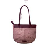 Hidesign Women’s Burgundy Leather Croc-Embossed Gold Detail Dual Straps Tote Bag