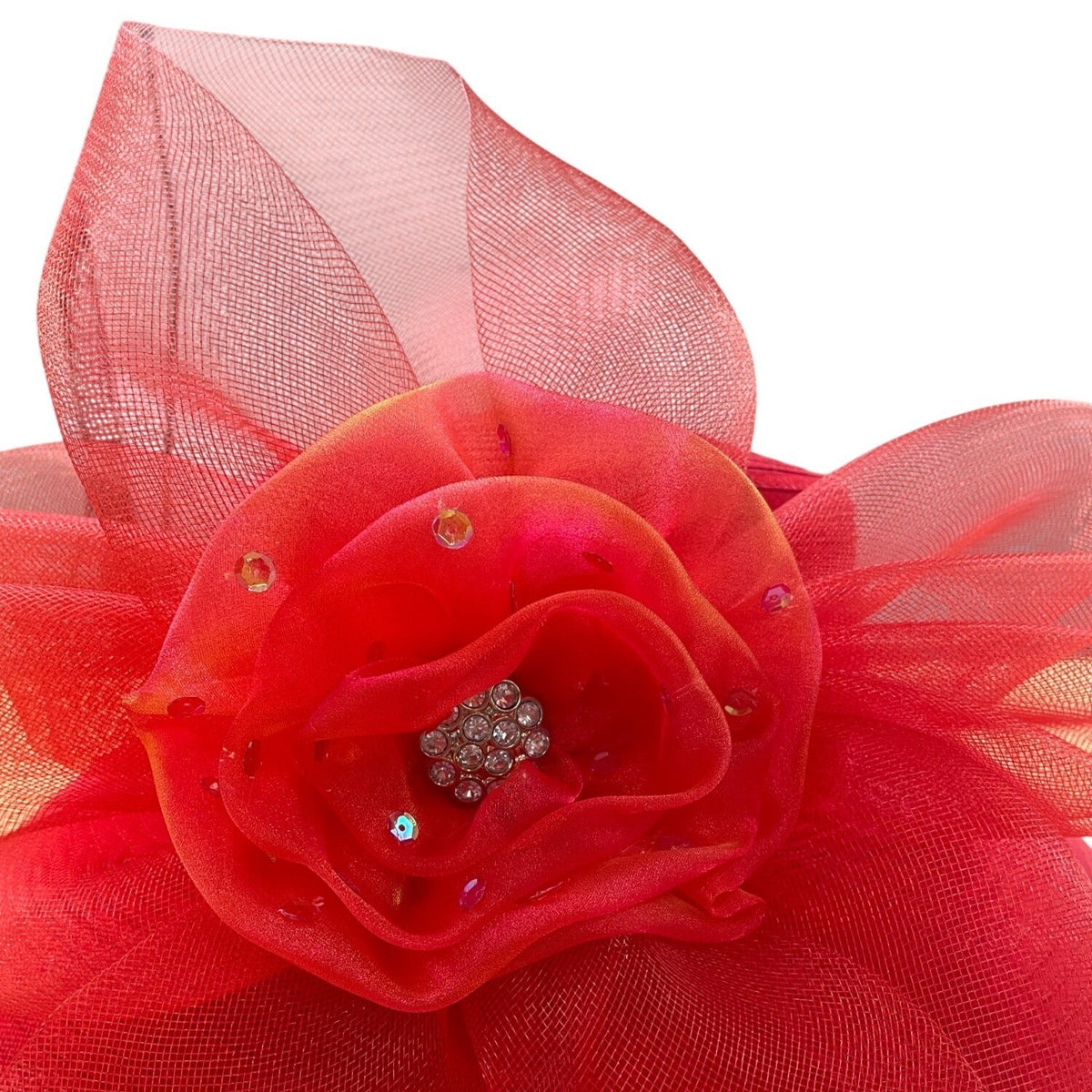 Whittall & Shon Womens Red Dress Hat With Decorative Flower