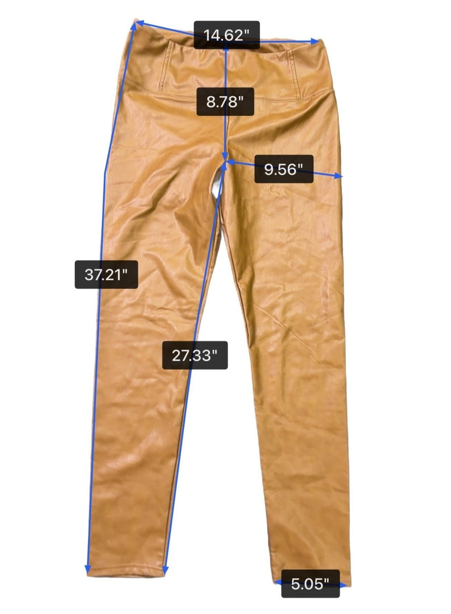 Bagatelle Womens Camel Faux Leather High-Waist Stretch Leggings Size L