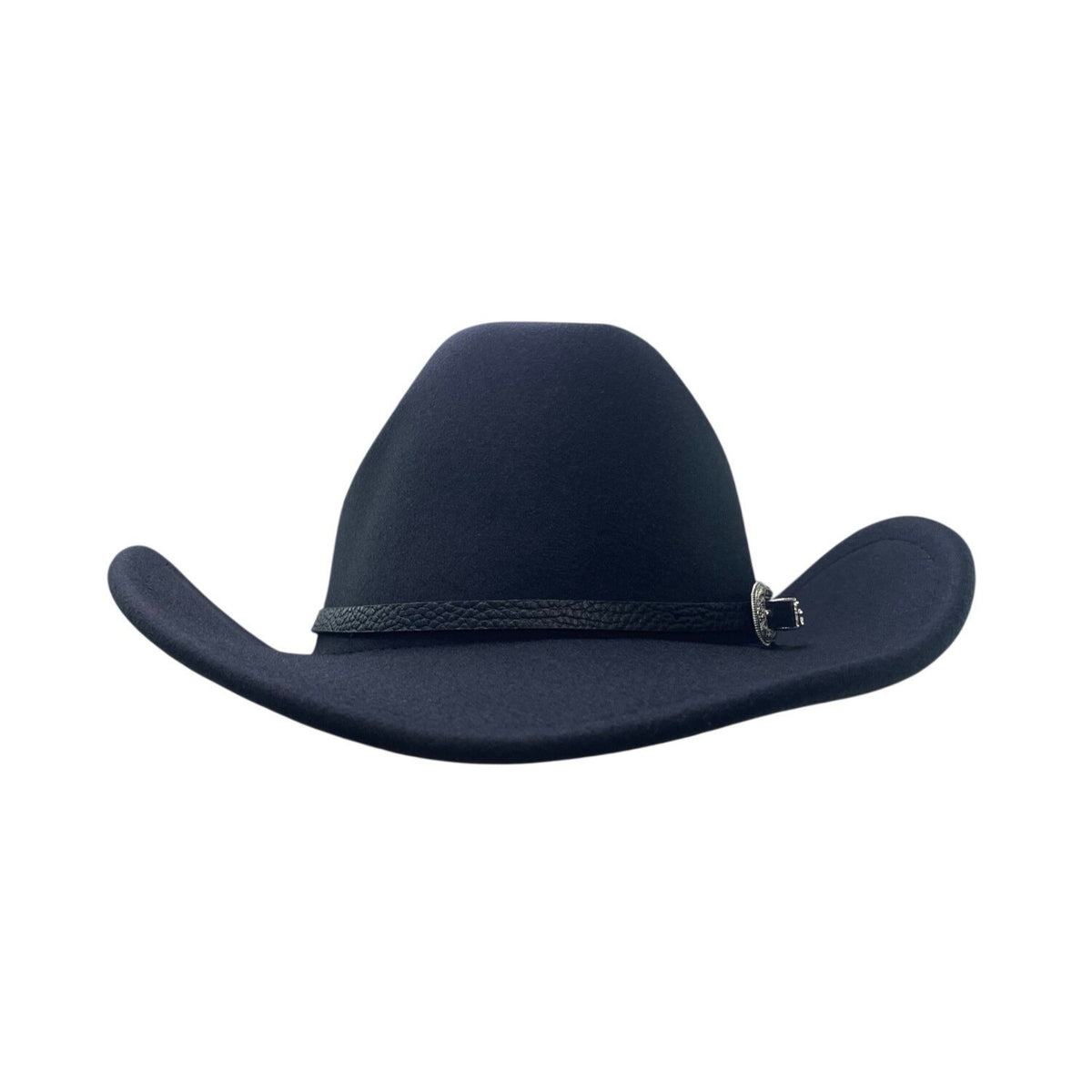 Black Western Cowboy Hat Unisex Faux Felt Buckle Accent Size OS