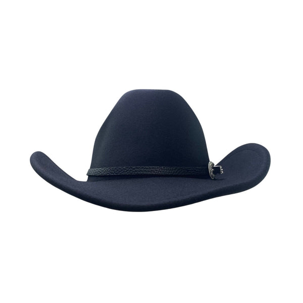 Black Western Cowboy Hat Unisex Faux Felt Buckle Accent Size OS