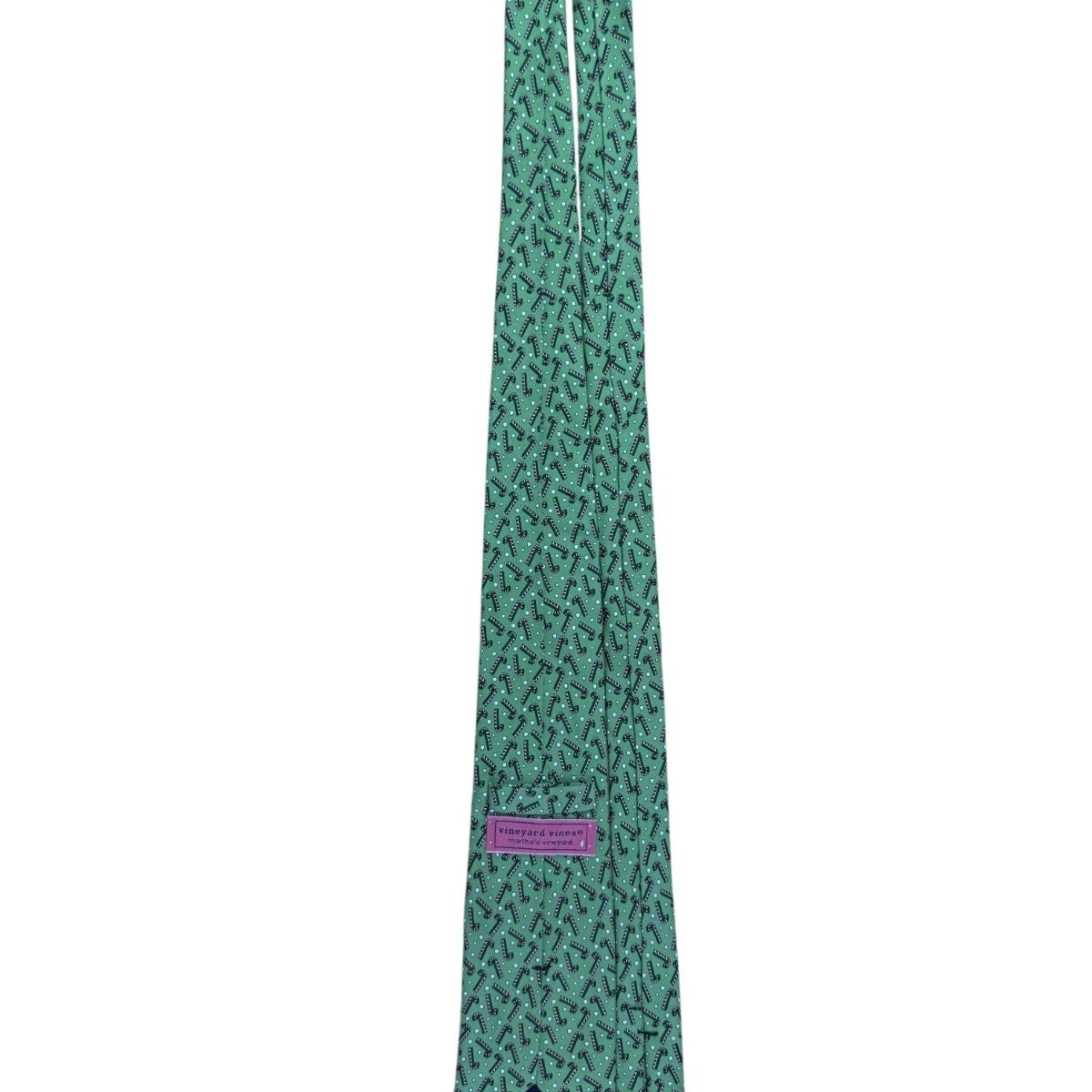 Vineyard Vines Mens Green Silk Candy Cane Patterned Tie
