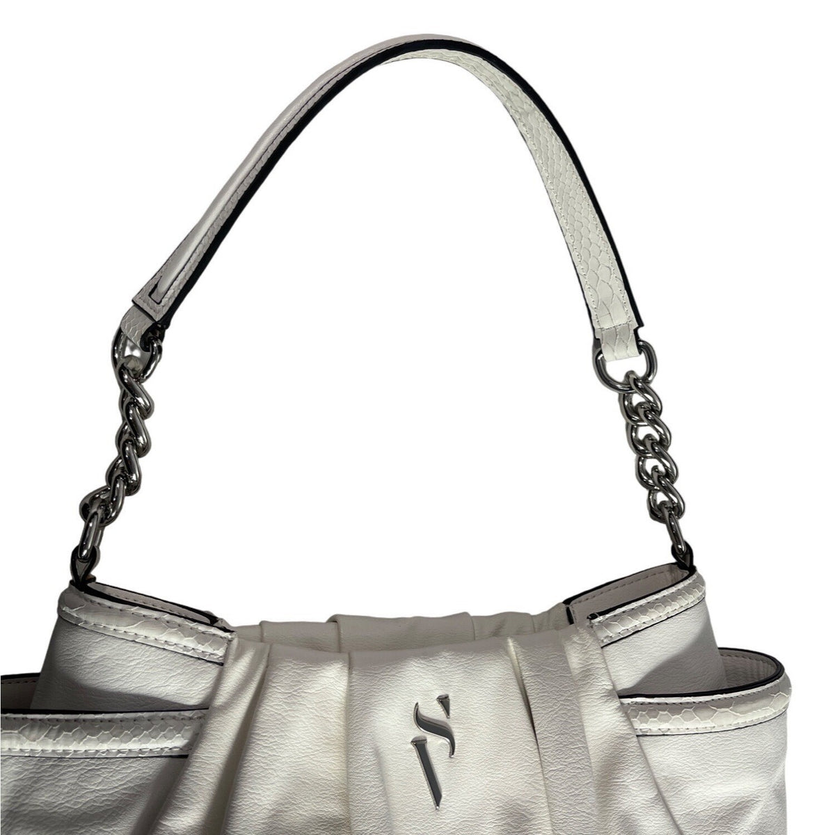 Simply Vera Women's White Ivory Shoulder Bag With Silver Tone Chain Strap Sz M