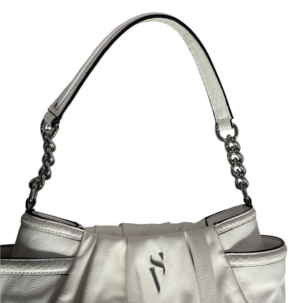 Simply Vera Women's White Ivory Shoulder Bag With Silver Tone Chain Strap Sz M