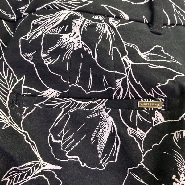 White House Black Market Womens Black Floral Flare Crop Pants Size 10
