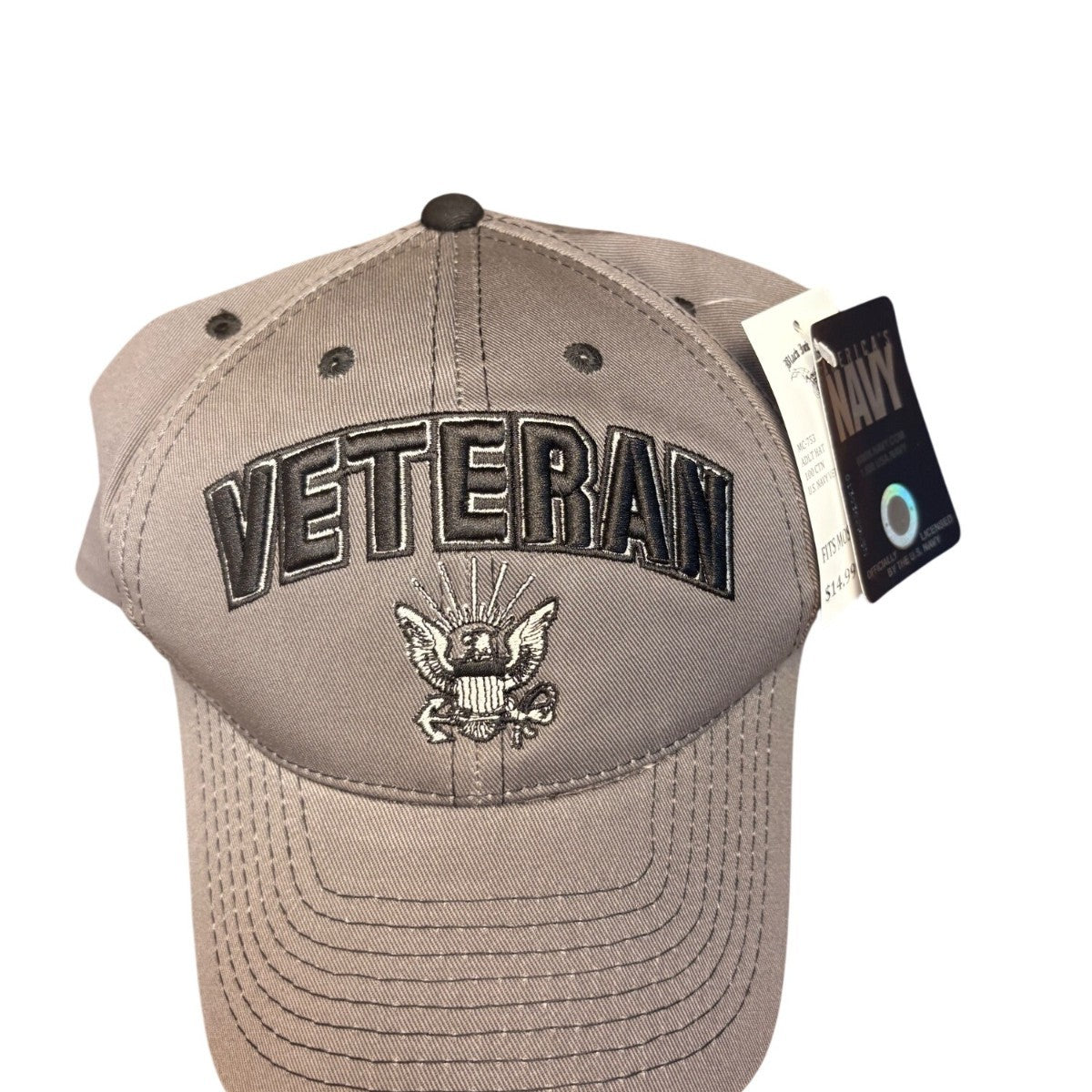 Black Ink Design Mens Charcoal Cotton U.S. Navy Veteran Adjustable Baseball Cap