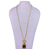 Vintage Enamel Tiger Print Jewelry Set Gold Tone Necklace Bracelet Earrings