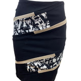 White House Black Market Womens Black Abstract Print Pencil Skirt Size 2