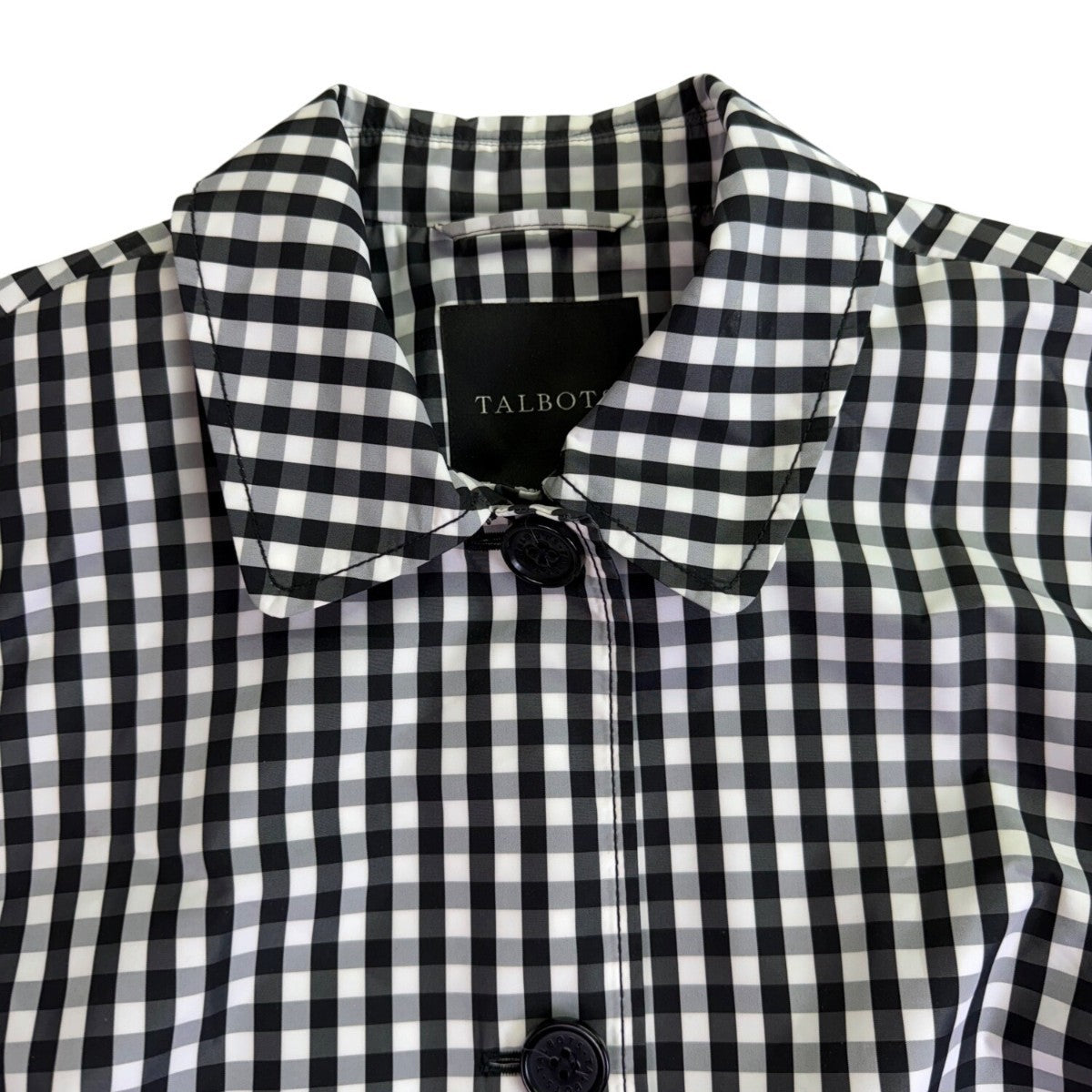 Talbots Womens Black & White Gingham Coat With Belt Size 12
