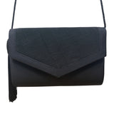 Valerie Stevens Black Evening Bag With Tassel Detail & Magnetic Snap Closure