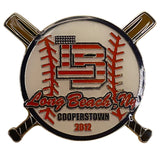 Long Beach NY Cooperstown 2012 Baseball Pin With Crossed Bats Design
