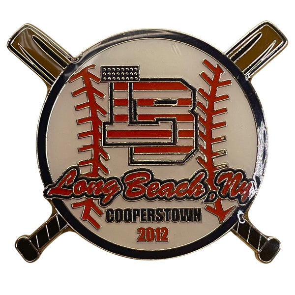 Long Beach NY Cooperstown 2012 Baseball Pin With Crossed Bats Design