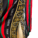 Elegant Heritage Print Maxi Dress With Short Sleeves & Bold Stripes