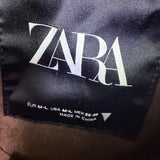Zara Mens Brown Long Waxed Coat Corduroy Collar Snap Button Sz  M-L
