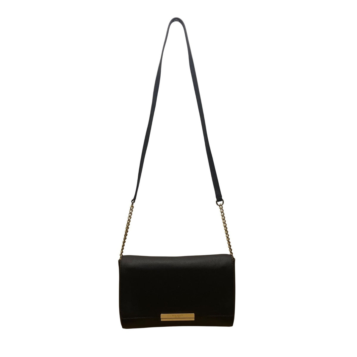 Kate Spade Women’s Black Saffiano Leather Gold Chain Strap Flap Shoulder Bag