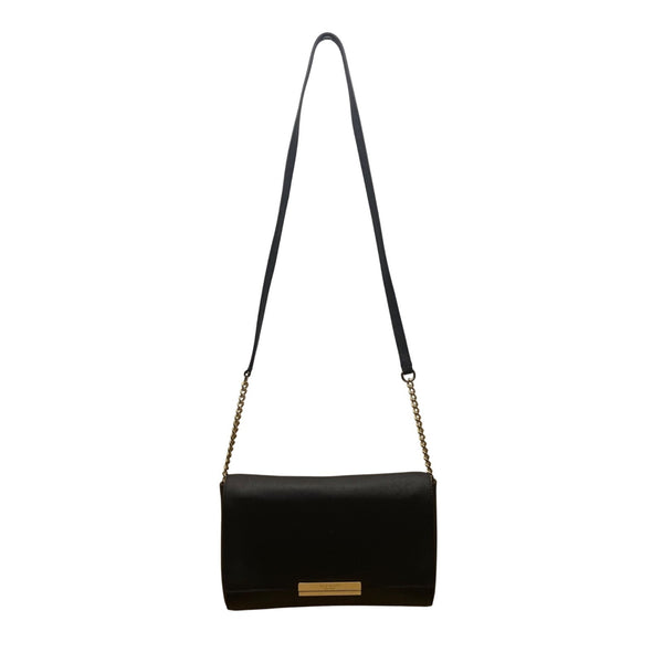 Kate Spade Women’s Black Saffiano Leather Gold Chain Strap Flap Shoulder Bag