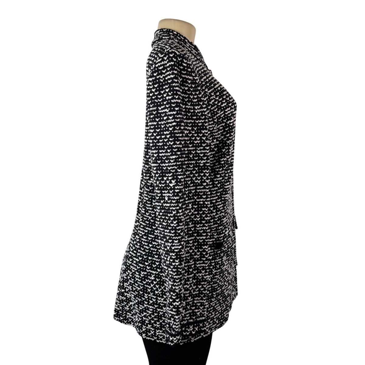 St. John Women’s Black/White Textured Knit Blazer JacketButton Front Size 14