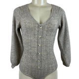 Tach Women’s Brown Cable Knit V-Neck Long Sleeve Bodysuit Sweater Sz S