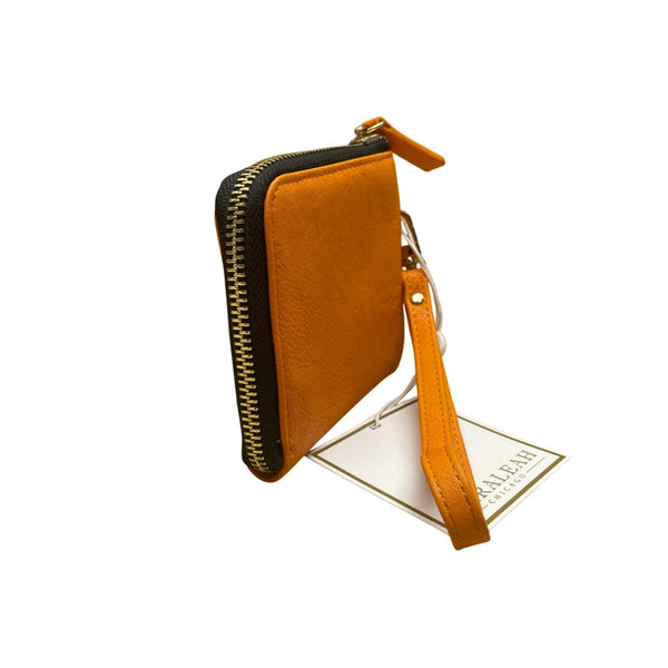 Shiraleah CA Women’s Orange Faux Leather Zip Closure Wristlet Wallet - New