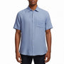 Alex Cannon Mens Blue Linen Button-Down Short Sleeve Shirt  Casual Sz XL
