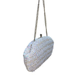Handmade Women’s White Beaded & Sequin Evening Clutch Bag With Chain Strap