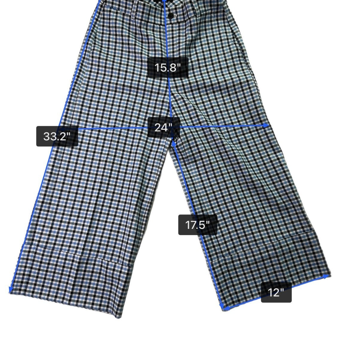 Banana Republic Women’s Blue & Black Plaid Wide-Leg Crop Pants Size 6 - New