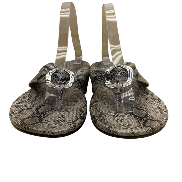Chicos Women’s Gray Circuitry Snake Print Python Strappy Sandals Size 10