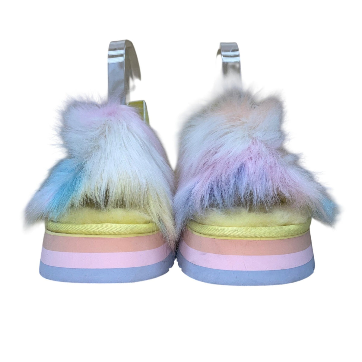 UGG Women’s Multicolor Sheepskin Fluffy Slingback Platform Sandals Size 5
