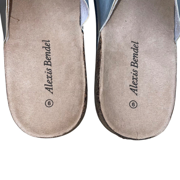 Alexis Bendel Women’s Silver Double-Buckle Cork Sole Kylie Slip-On Sandal Size 9
