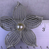 Sarah Coventry Womens Silver Tone Metal Moon Flower Brooch Pin With Faux Pearl