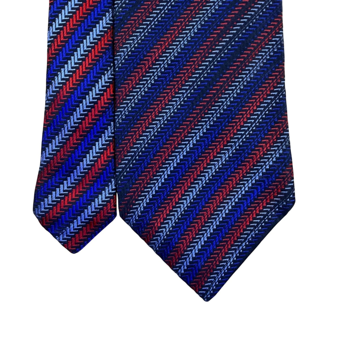 XMI Platinum Mens Red & Blue Silk Handmade Tie Imported From England