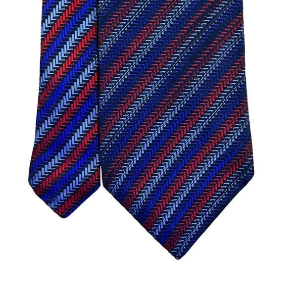 XMI Platinum Mens Red & Blue Silk Handmade Tie Imported From England