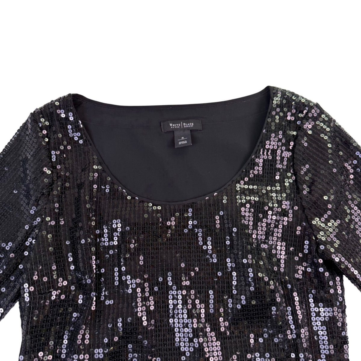 White House Black Womens Black Sequin Shift Dress Size S