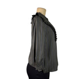 Marc By Marc Jacobs Womens Gray 100% Silk Ruffled Striped Blouse Size 8